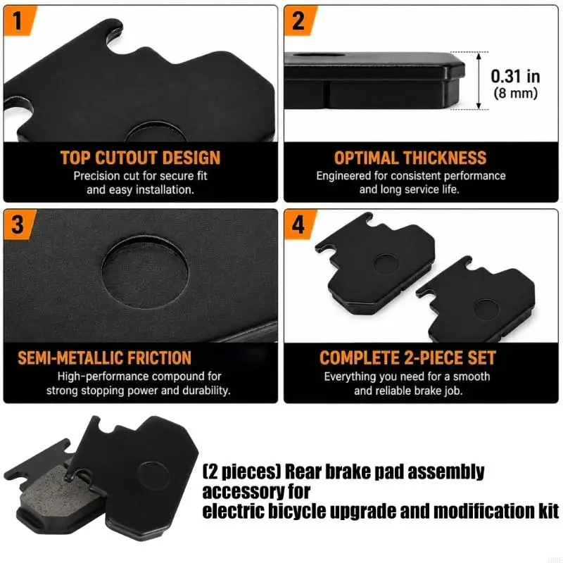 Rear Brake Replacement Insert Set Brake Pad 2 Count for Electric Cycle Use JOME