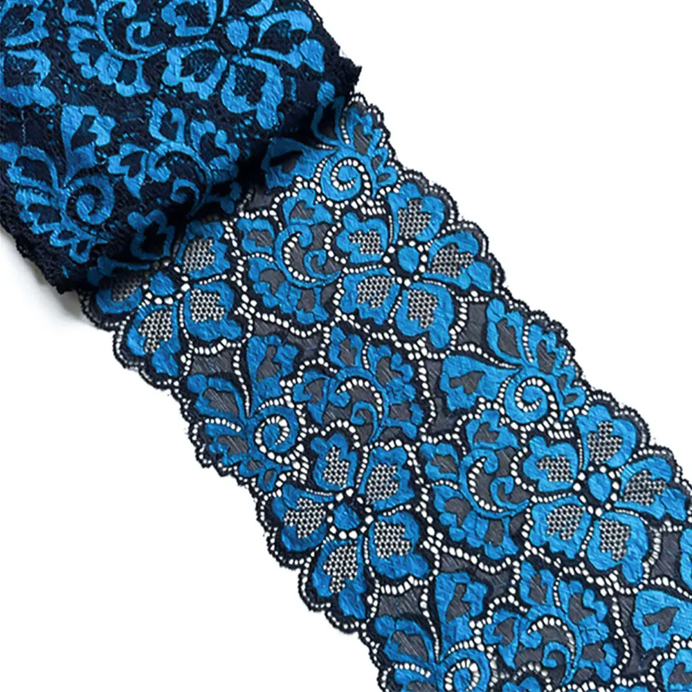 18cm Apparel Lace Accessories Black Blue Elastic Stretch Lace Applique Trimming Ribbon Fabric For Sewing Underwear Garment Cloth