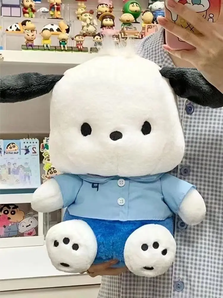 Sanrio Pochacco brinquedo de pelúcia infantil, boneco bonito dos desenhos animados com pano, anime kawaii, presente de aniversário para meninas