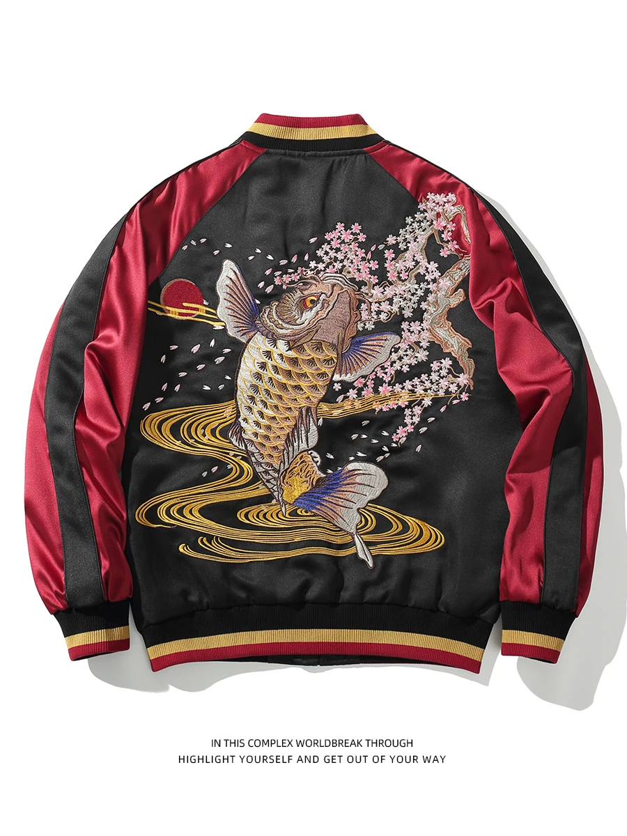 2025 New Yokosuka Jacket Men and Women Personali  Carp Embroidery Baseball Uniform Top Spring and Autumn