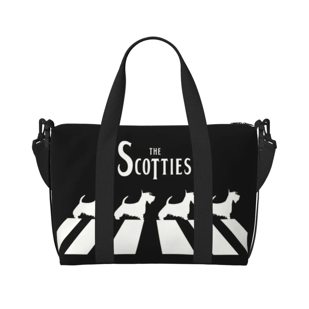 

Custom The Scotties Groceries Tote Shopping Bag Women Large Capacity Scottish Terrier Dog Gym Beach Travel Bags