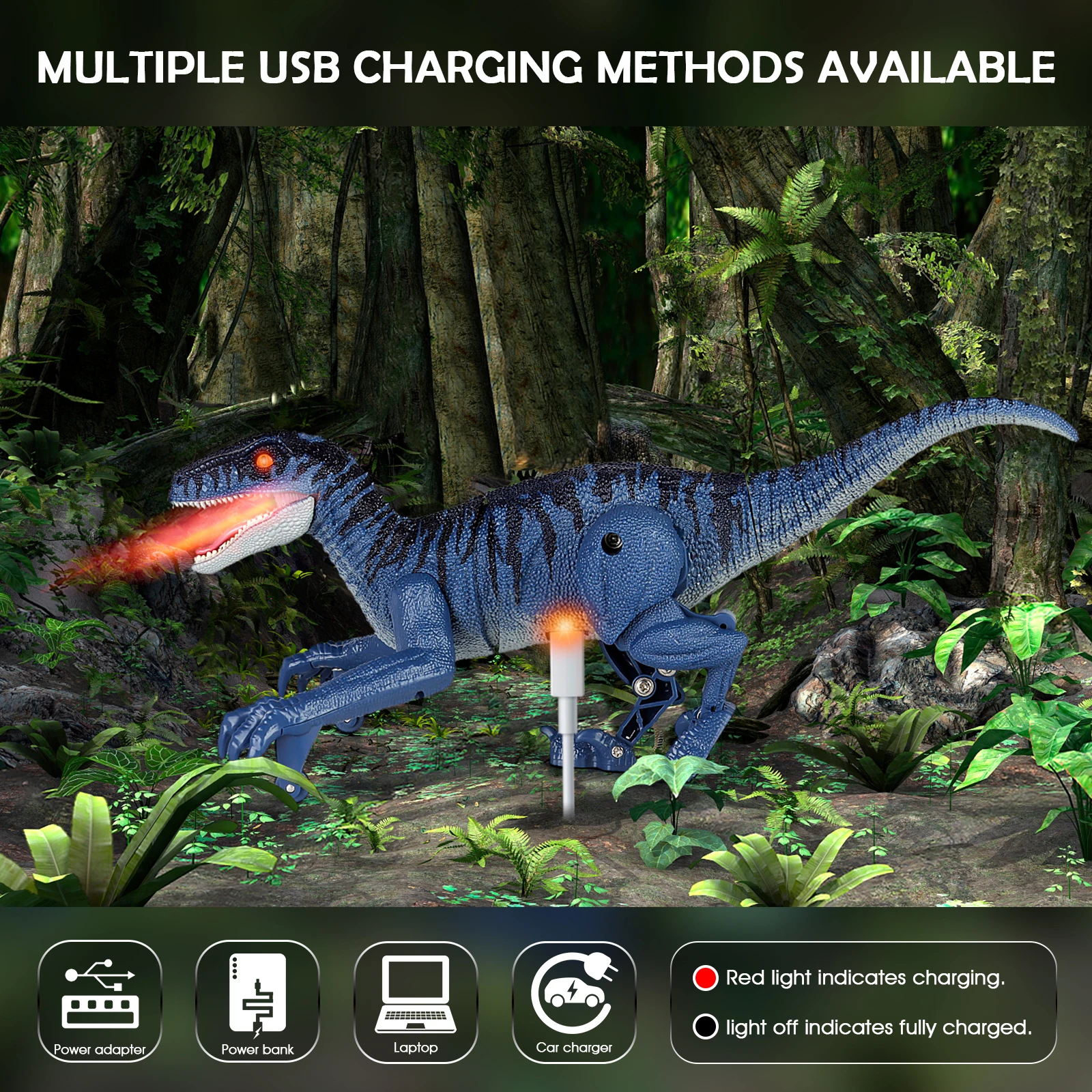 Juguete de dinosaurio con Control remoto para niños y niñas, Robot Velociraptor de 2,4 GHz con sonido de verisimetría, regalo