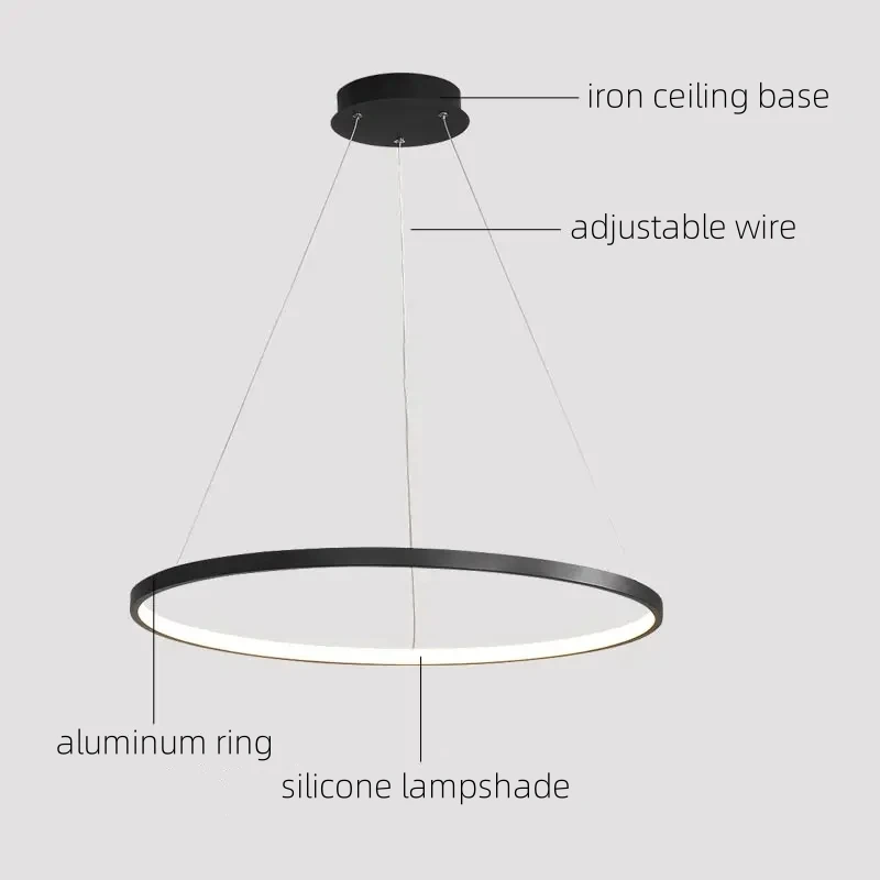 Imagem -05 - Modern Circular Led Teto Lâmpada Pingente Dining Living Room Mesa Central Decoração do Quarto da Cozinha Luminária de Suspensão