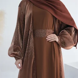Abaya Dubai Luxury Puff Sleeves Shiny Kimono Muslim Women Islamic Clothing Evening Party Kaftan Ramadan Eid (No Inner Dress)