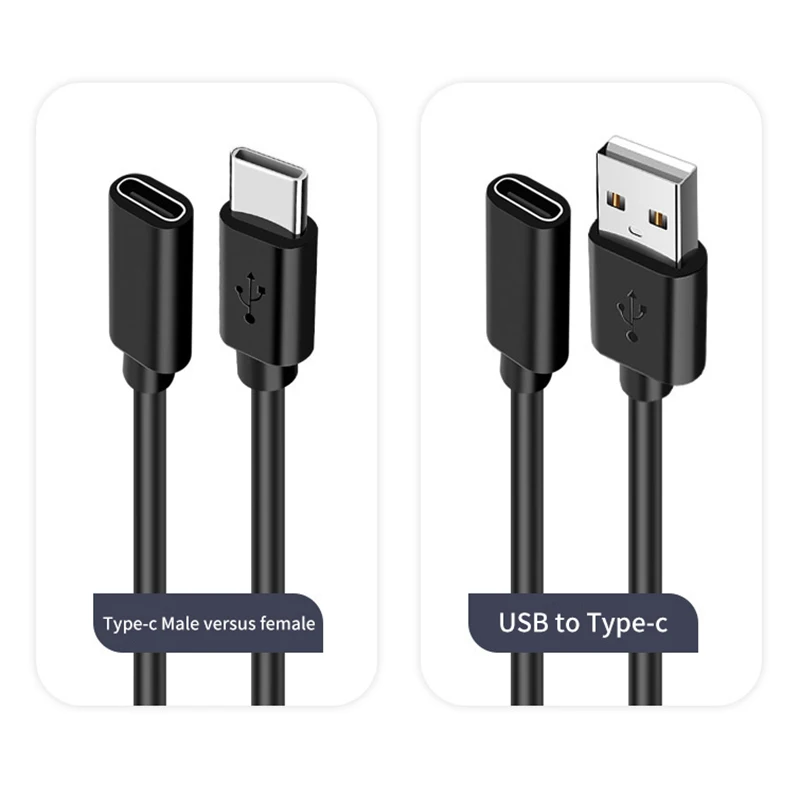 USB Type C Cable USB A To Type-C Female Extension Cable Data Transfer USB C SSD Hard Disk Cable QC Fast Charging For Laptop PC