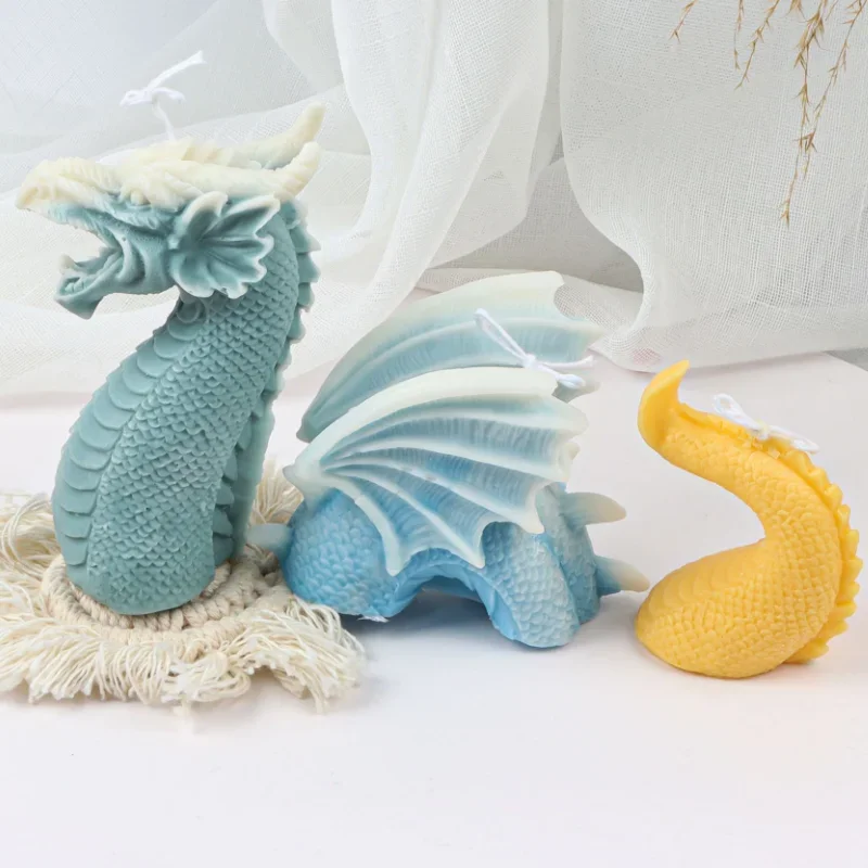 Chinese Dragon Silicone Candle Mold DIY Faucet Animal Tail Wings Candle Making Soap Resin Mold Gifts Home Decor Craft Supplies