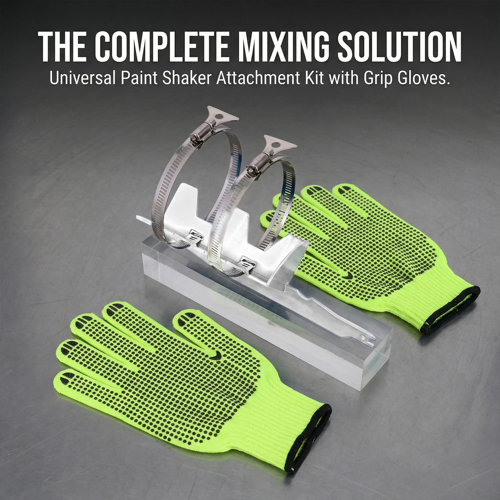 

Spray Paint Can Shaker Double Clamp Designs for Better Slip Resistance with One-Click Adjustment Spray Can Mixing Tool Fits 2 To 3 Inch Cans with Gloves Efficient Mixing Tool for Artist House (Silver)