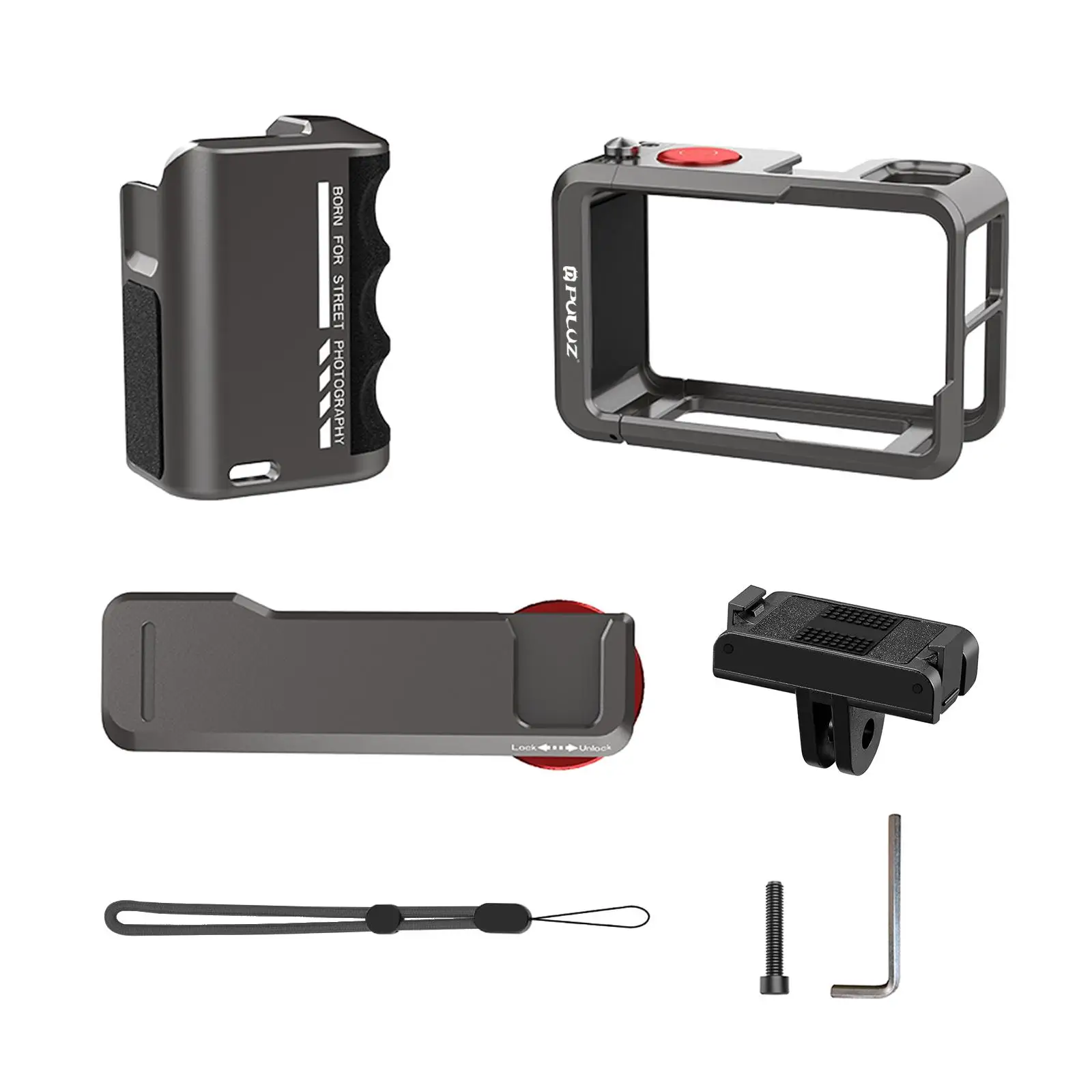 Für DJI Osmo Action 5 Pro / 4 / 3 PULUZ Kamerakäfig-Erweiterungsadapter aus Metall mit Griff – Detail 12