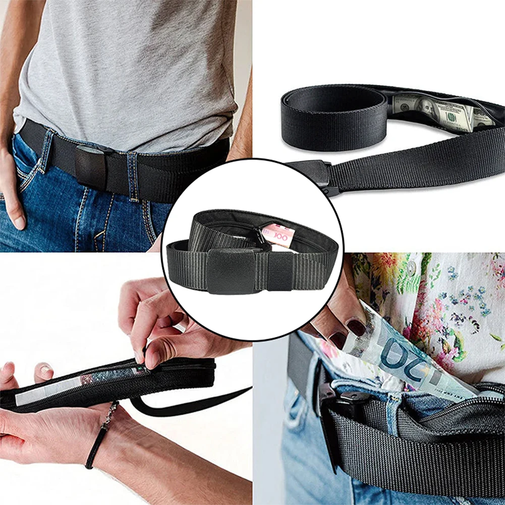 Zipper Money Wallet Belt For Men Anti-theft Cash Belt Width 3.8cm Women Casual Zipper Wallet Belt Hidden Pocket Waistbelt