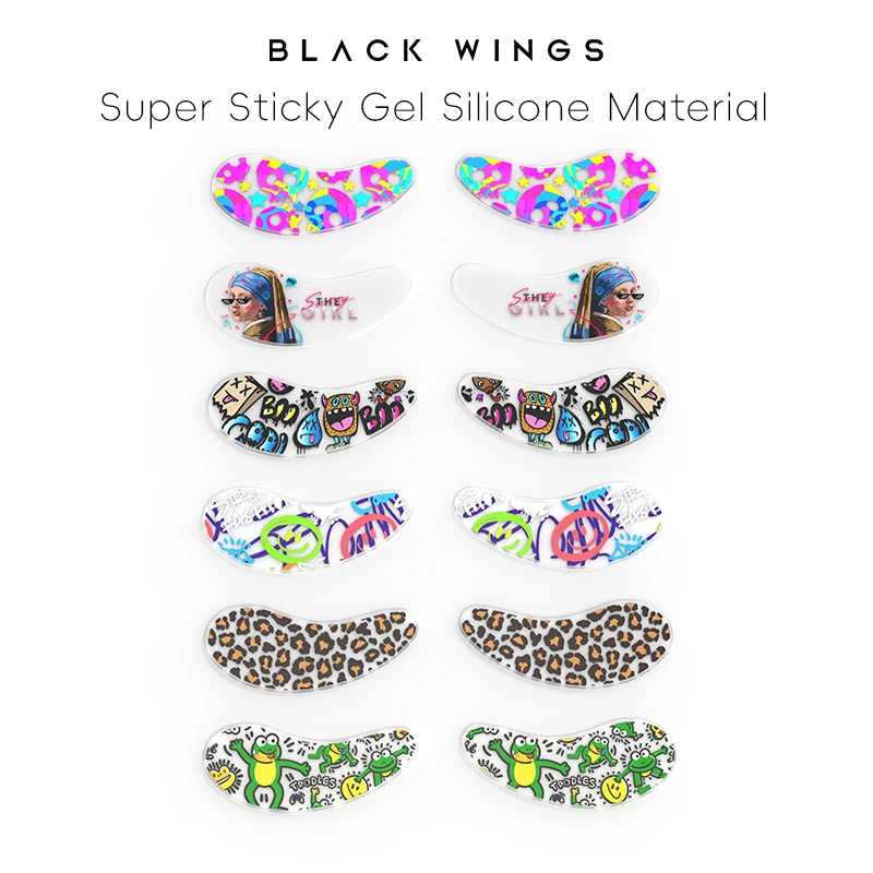BLACKWINGS Parche de silicona para ojos Máscara de pestañas injertadas de diseño original reutilizable |   Parche de cuidado específico para la piel |   Patrón original esencial