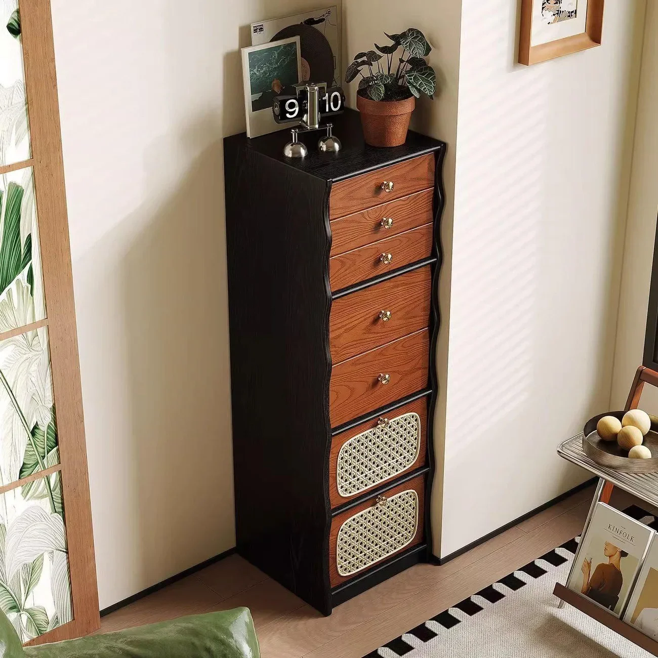 DSA medieval solid wood chest cabinet with drawers, storage cabinet, living room TV cabinet, storage side cabinet