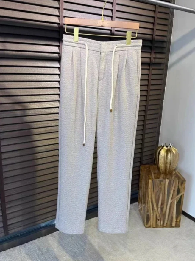 

BC 25aw Italian wool-blend elastic waist drawstring slacks