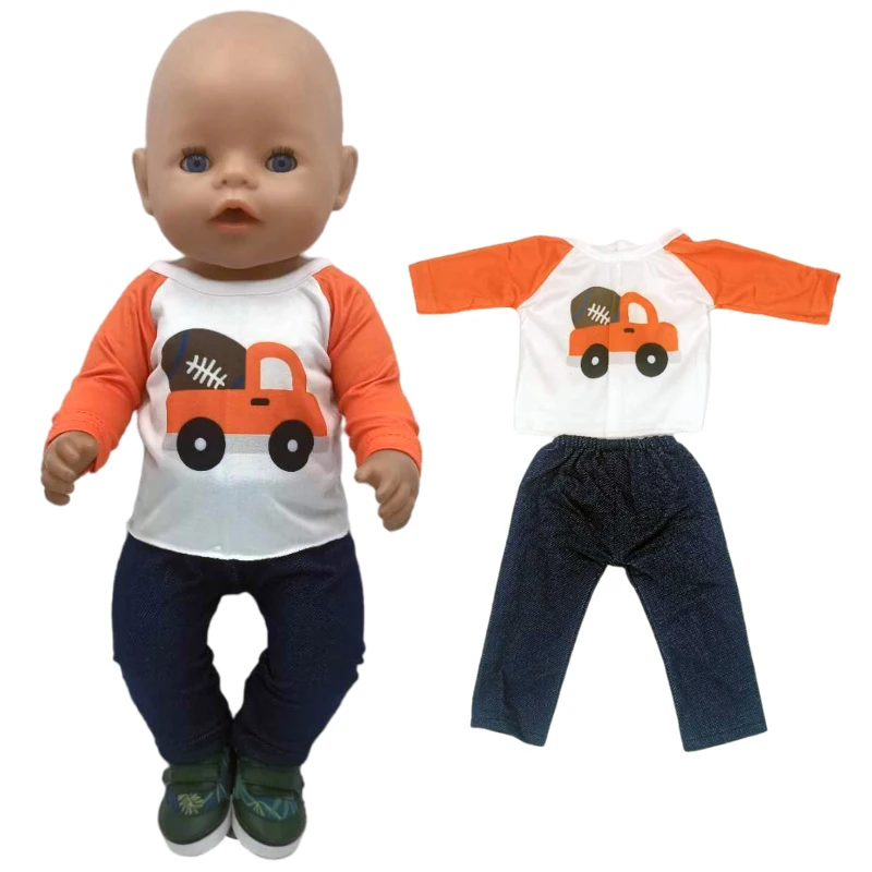 baby doll clothes Red Hooded Clothes pants shirt fit for 43cm Baby reborn Dolls boy Clothes for 18