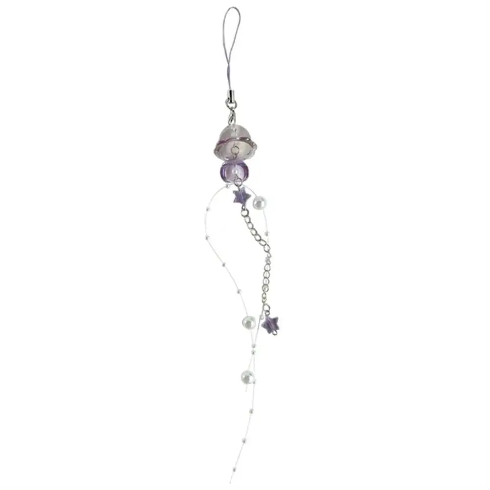 

Ocean Style Jellyfish Phone Charm Crystal Star Handmade Y2K Phone Lanyard Phonestraps Pearl Mobile Phone Chain Bag Decor