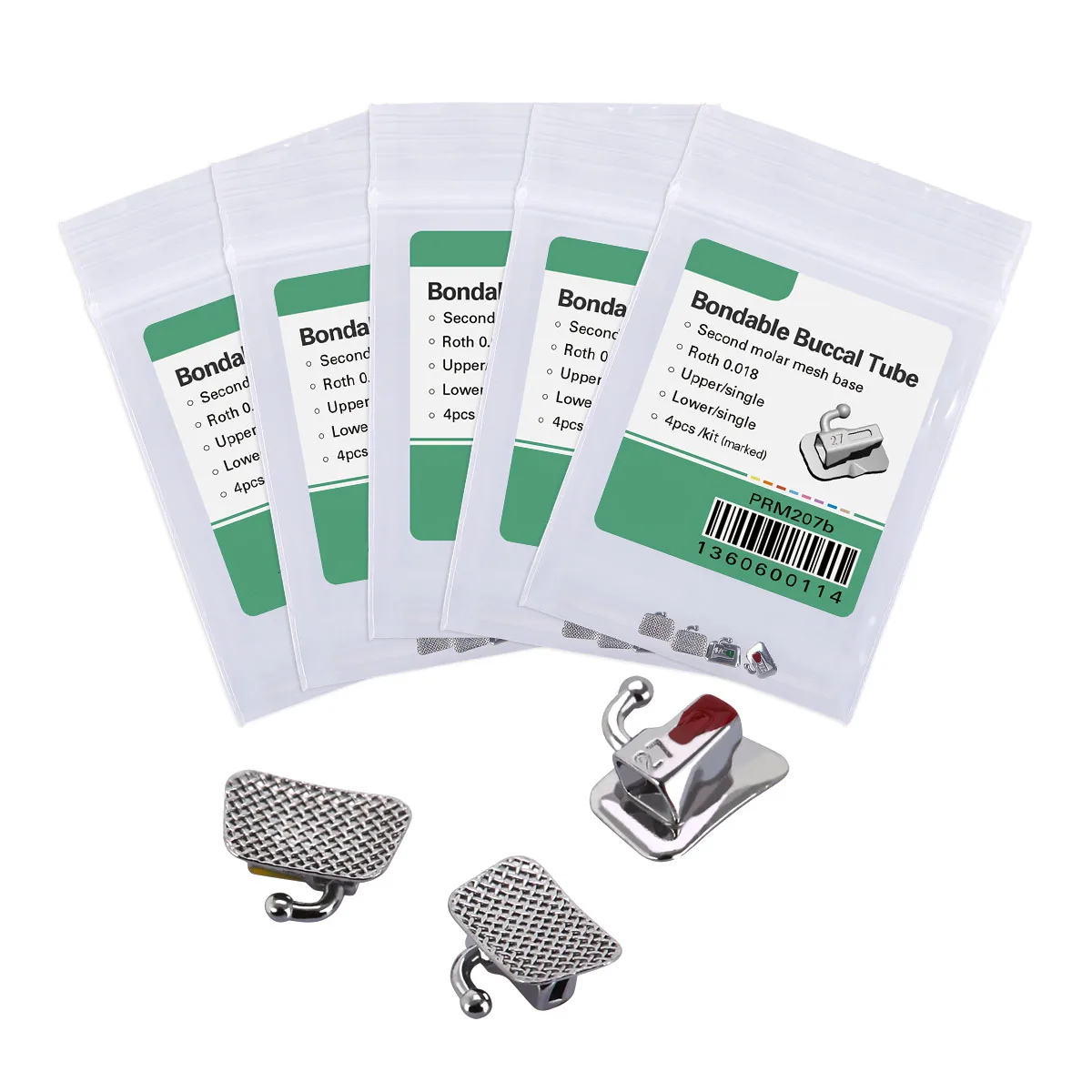 AZDENT 20 Stück = 5 Kits Zahnkieferorthopädisches verklebbares Bukkalröhrchen für 1./2. Molar Mesh Base Nicht umwandelbares Einzelrohr Roth/MBT – Detail 2