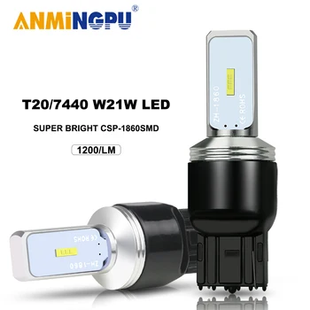 ANMINGPU 1x Lampa sygnalizacyjna T20 W21W LED 7440 7443 W21 5W Lampa LED CSP 1860SMD 3156 LED P27W 3157 P27 7W T25 Światło hamowania Canbus 12V