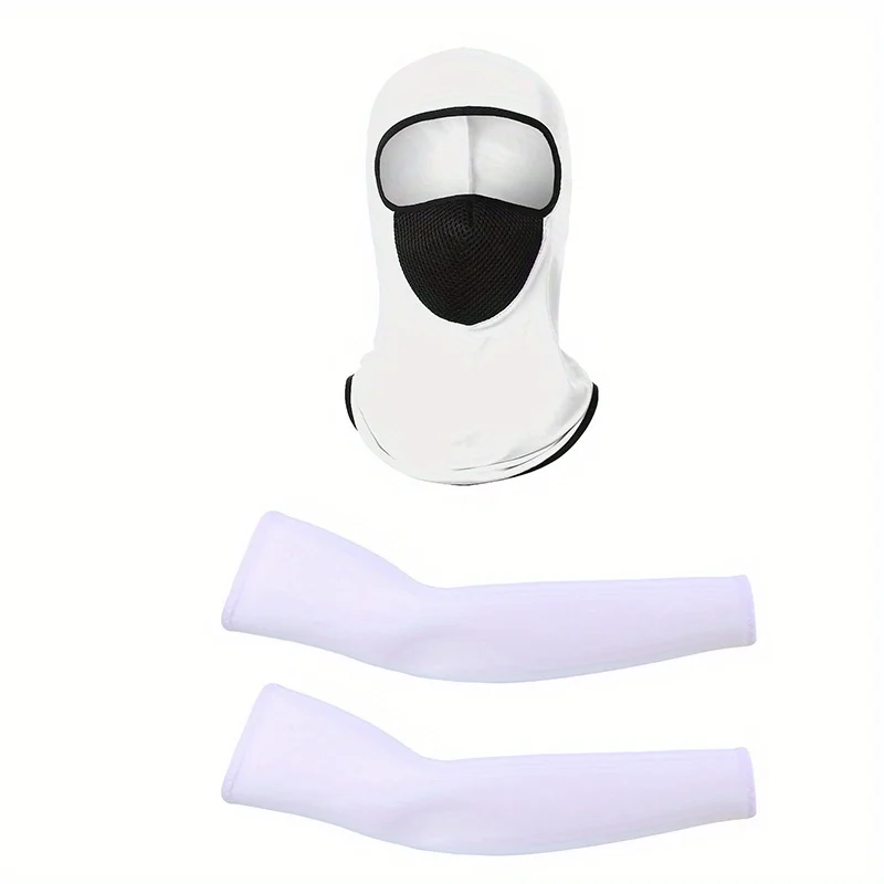 2pcs/set Men Summer Outdoor Cycling Sun Protection Mask Breathable Hat Cap Oversleeve Set