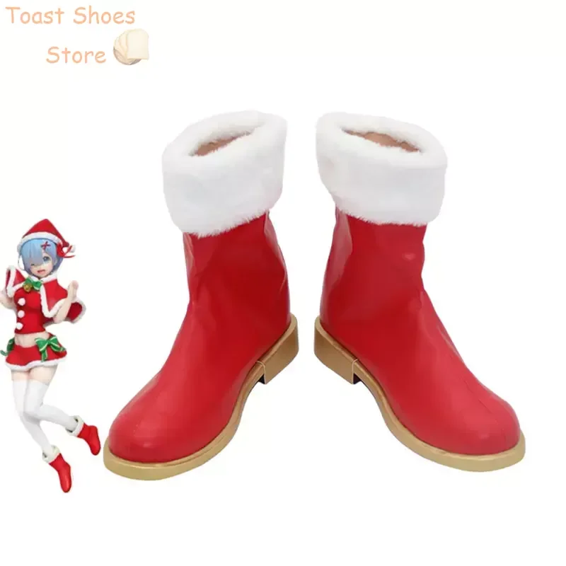 

Christmas Rem Cosplay Shoes Halloween Carnival Boots PU Leather Shoes Anime Cosplay Props Costume Prop