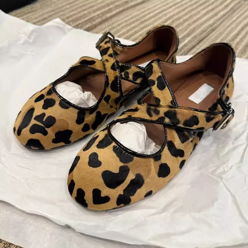 New Casual Women's Round Shoes Flat Leopard Print Female Shallow Loafers Soft Soled Ballet Shoes Ladies Single Shoes