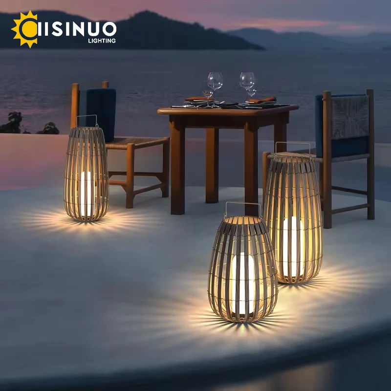 Solar Garden Lights Rattan Woven Outdoor IP65 Waterproof Landscape Lawn Lamp 3000K For Home Villa Courtyard Garden Patio Camping