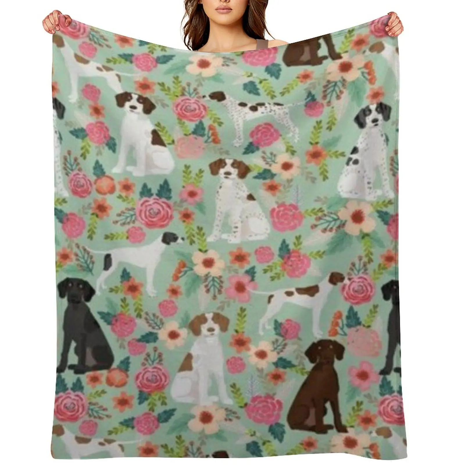 

ENGLISH POINTERS Throw Blanket Flannel Fabric Hairys warm winter Thermal Blankets