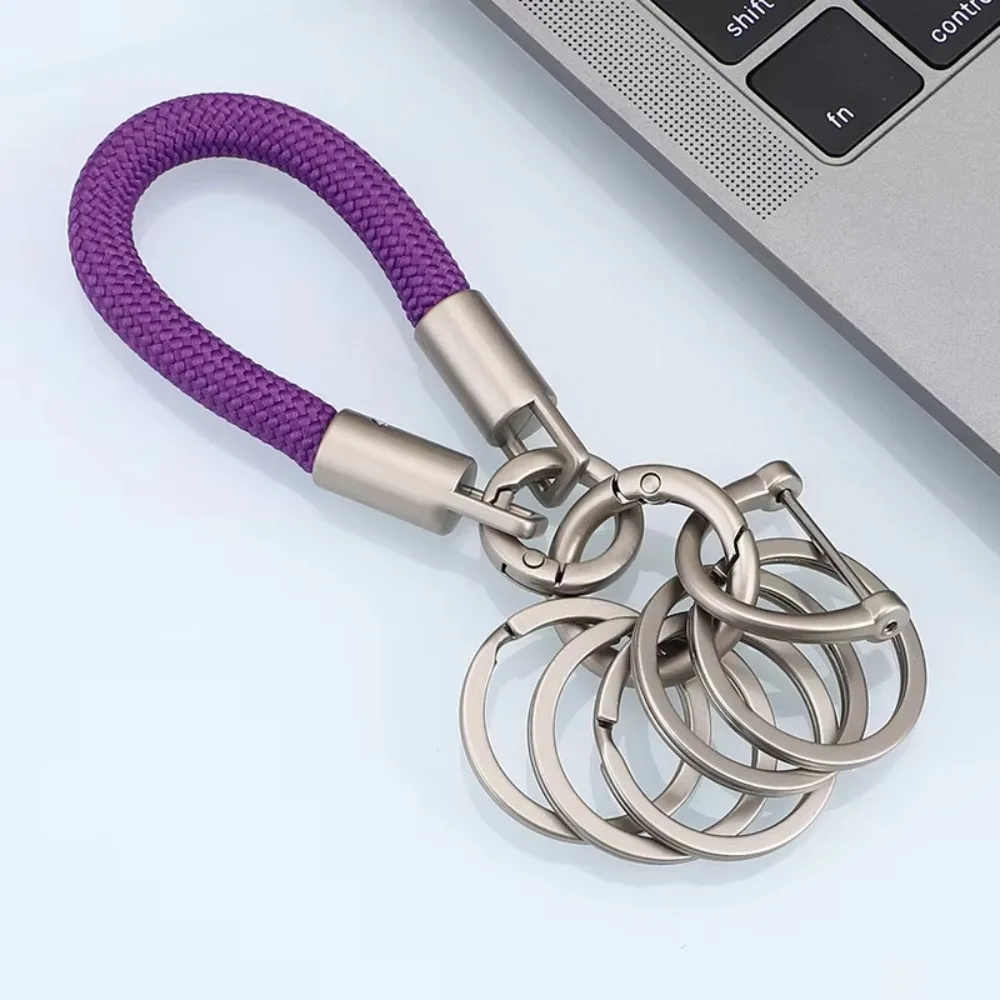 Thickened Rope Woven Rope Keychain Anti-lost Design Creative Shape Car Key Wrist Strap Metal Quick-hook Key Chain Pendant