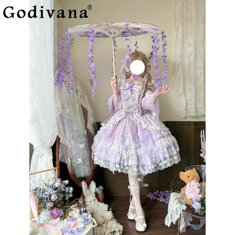 

Sweetheart Girl Japanese Original Lolita Princess Style JSK Strap Dress Fashion Versatile Elegant Lady Party Birthday Dress