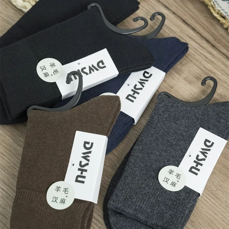 

Толстые однотонные мужские и женские шерстяные носки для осеннего и зимнего бизнеса и отдыха, мужские теплые шерстяные носки с межподошвой