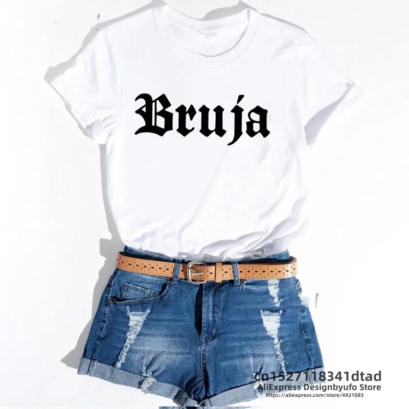 Bruja Witch T Shirts Women Men Halloween Latina Chingona Tee Shirt  Short Sleeve T-shirt Woman Clothing Ladies Tops