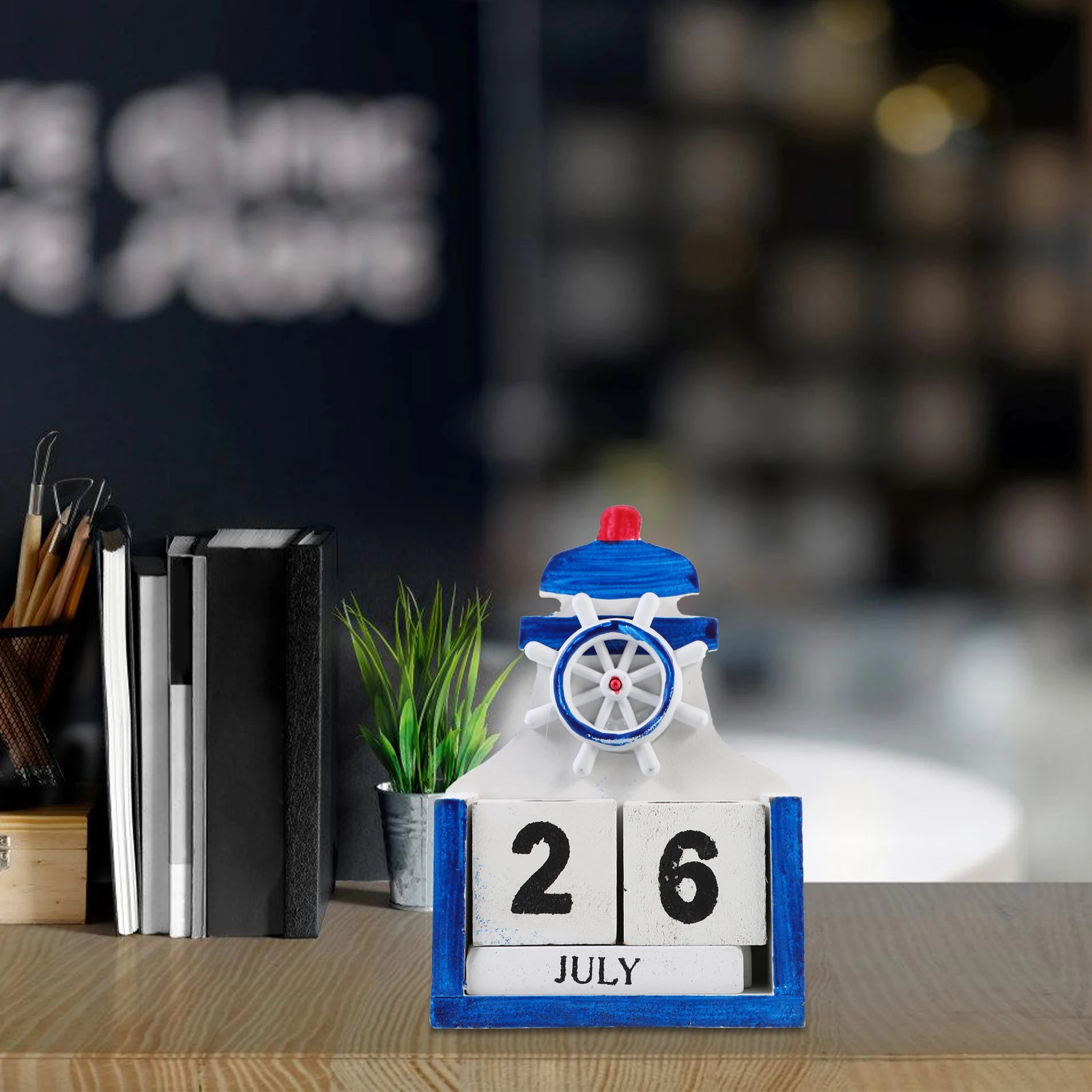 

Wooden Desktop Calendar Home Decor Perpetual Block Office Supply Vintage Study Bedroom Ornament Tabletop Standing Calendar Home