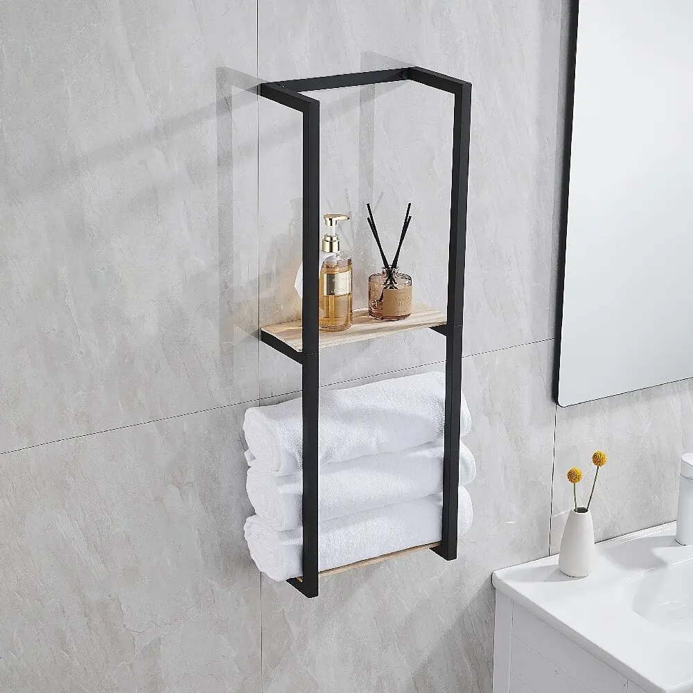 new towel rack holder Stainless steel wall-mounted storage rack Bathroom Household multi-functional Multilayer bath towel holder