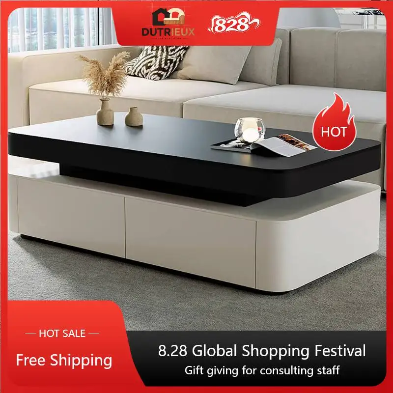 Black Luxury Coffee Tables Decoration European Apartment Corner Coffee Tables Living Room Bauhaus Mesa De Centro Sala Furniture