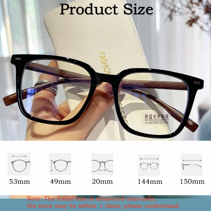 YIMARUILI Fashion Square Men's Optical Prescription Glasses Blue Light Blocking Anti-reflective Anti-scratch Formula Eyeglasses