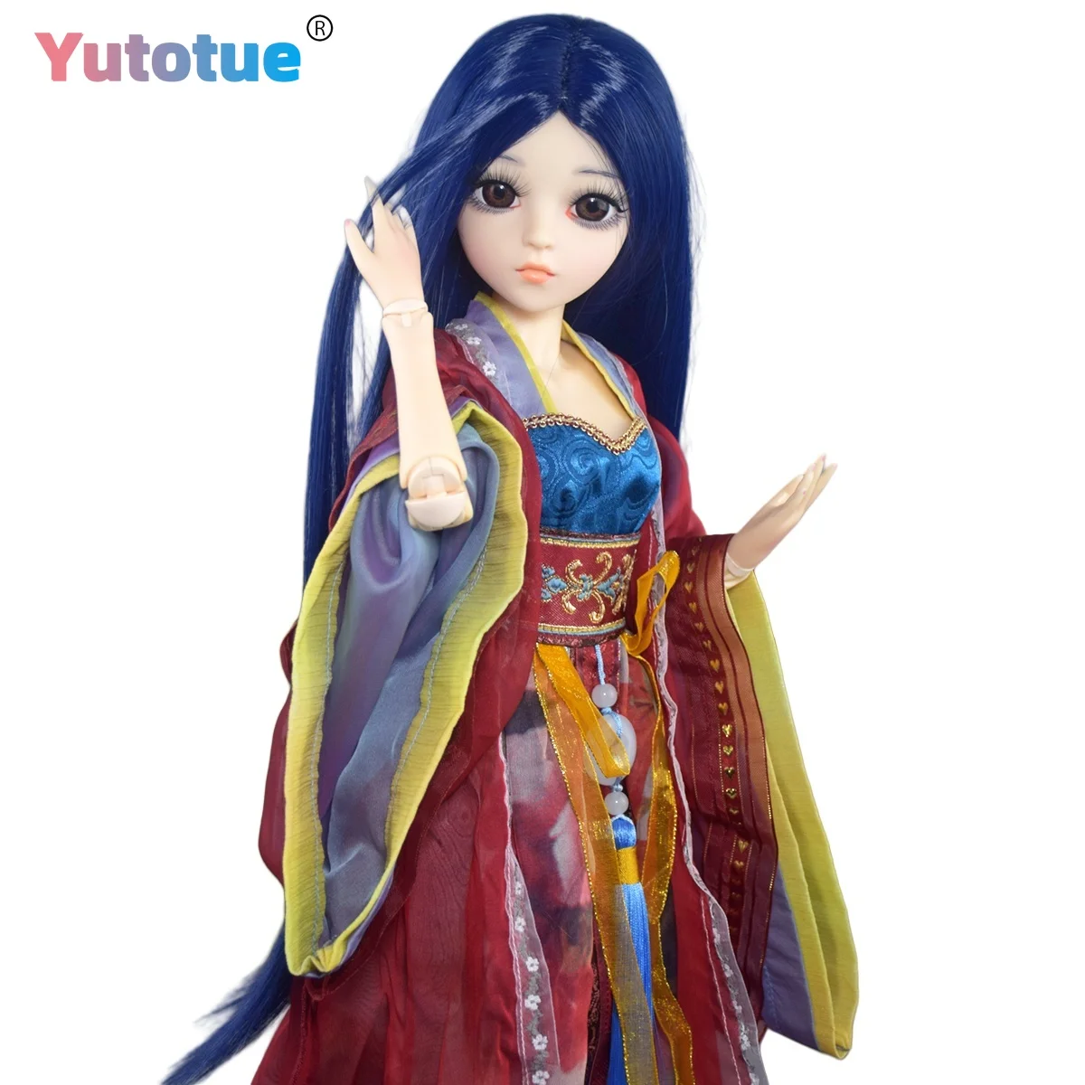 Lalka YUTOTUE o wysokości 60 cm w stylu starożytnym, dziewczynka z długą peruką, ręcznie robione ubranka, zestaw lalki BJD.