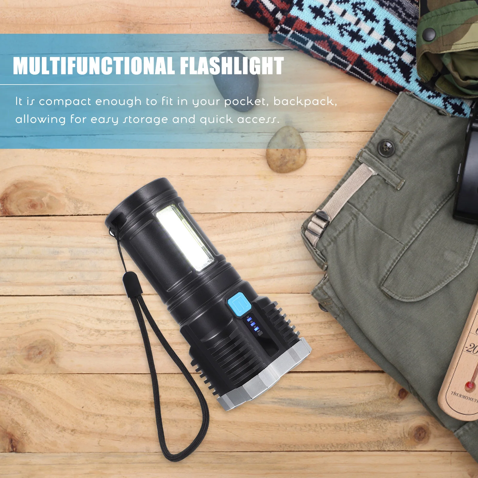 Multifunctional Flashlight Rechargeable Led Usb Charging Waterproof Portable Outdoor Lighting Device For Camping Hiking