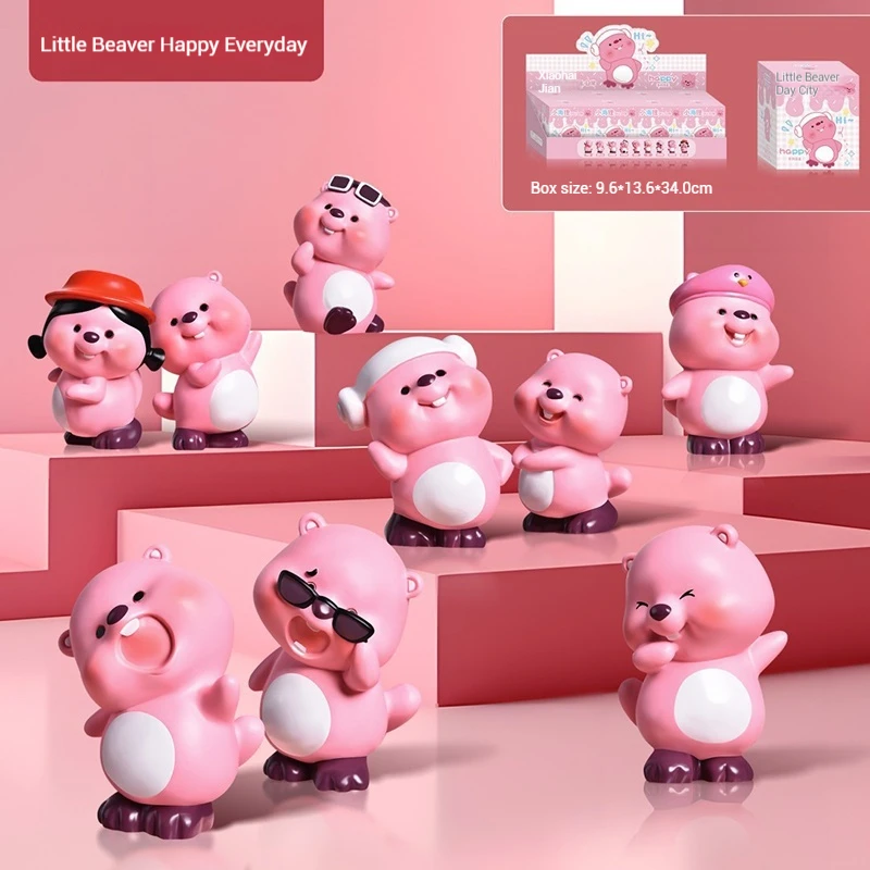 Pink Beaver Loopy Serie Blind Box Figurka dziecka Anime Peryferyjna zabawka Biurko Sypialnia Pokój dzienny Ozdoba Dekoracja Prezent