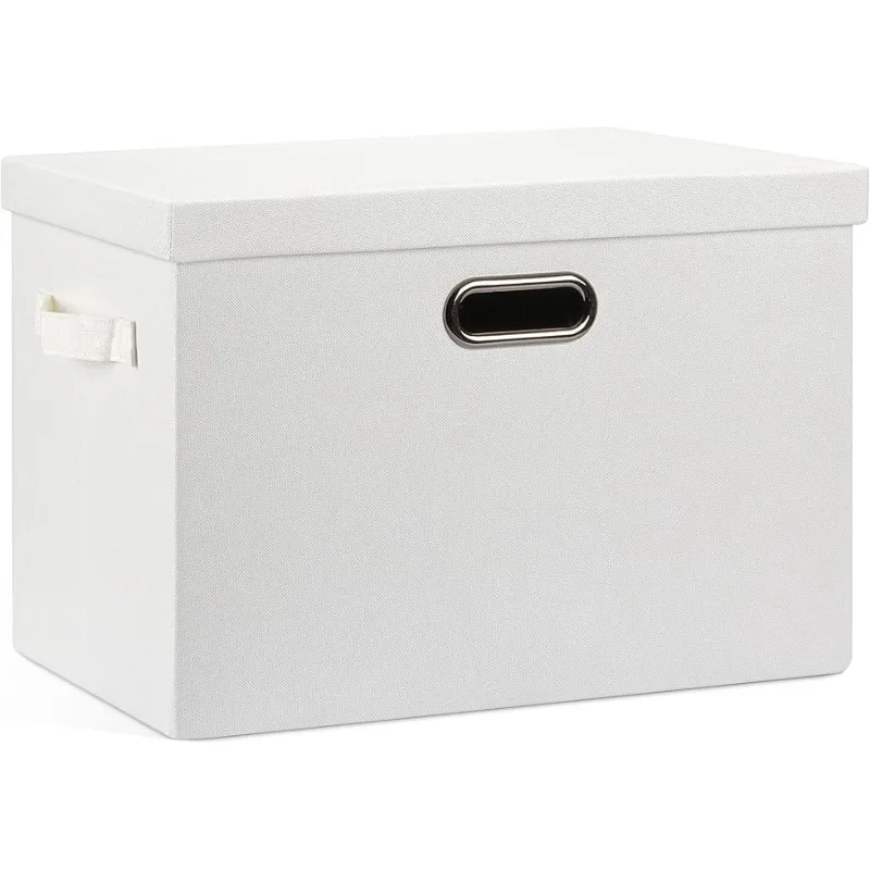 

Large 17" 36 Quart Collapsible Stackable Storage Bins with Lids, 1 Pack White Foldable Fabric Closet Storage Boxes with Lids, 4