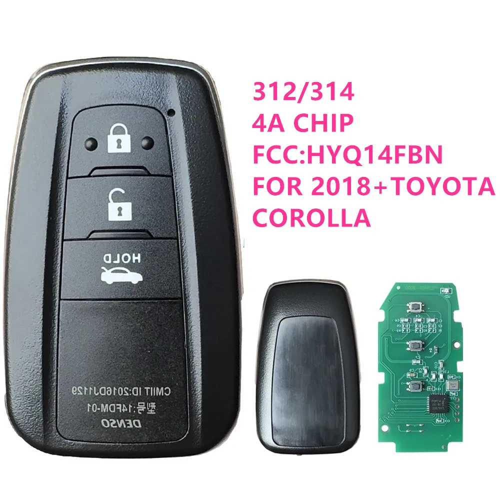 For USA Brazil keyless 3 button Smart Car Key HYQ14FBN 312/314MHZ 434mhz 4A Chip For Toyota Corolla Cross 2018 2019 2020 2021