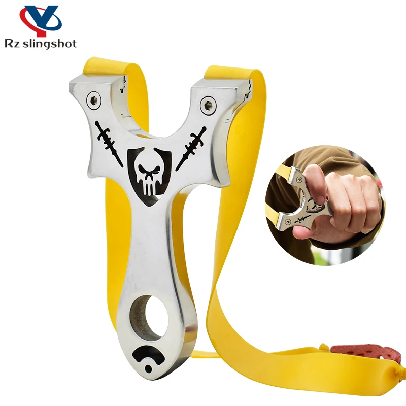 

All -metal Wire Cutting Stainless Steel Slingshot Finely Polished With Corrosion -resistant Portable Shot Cable Outdoor Toys