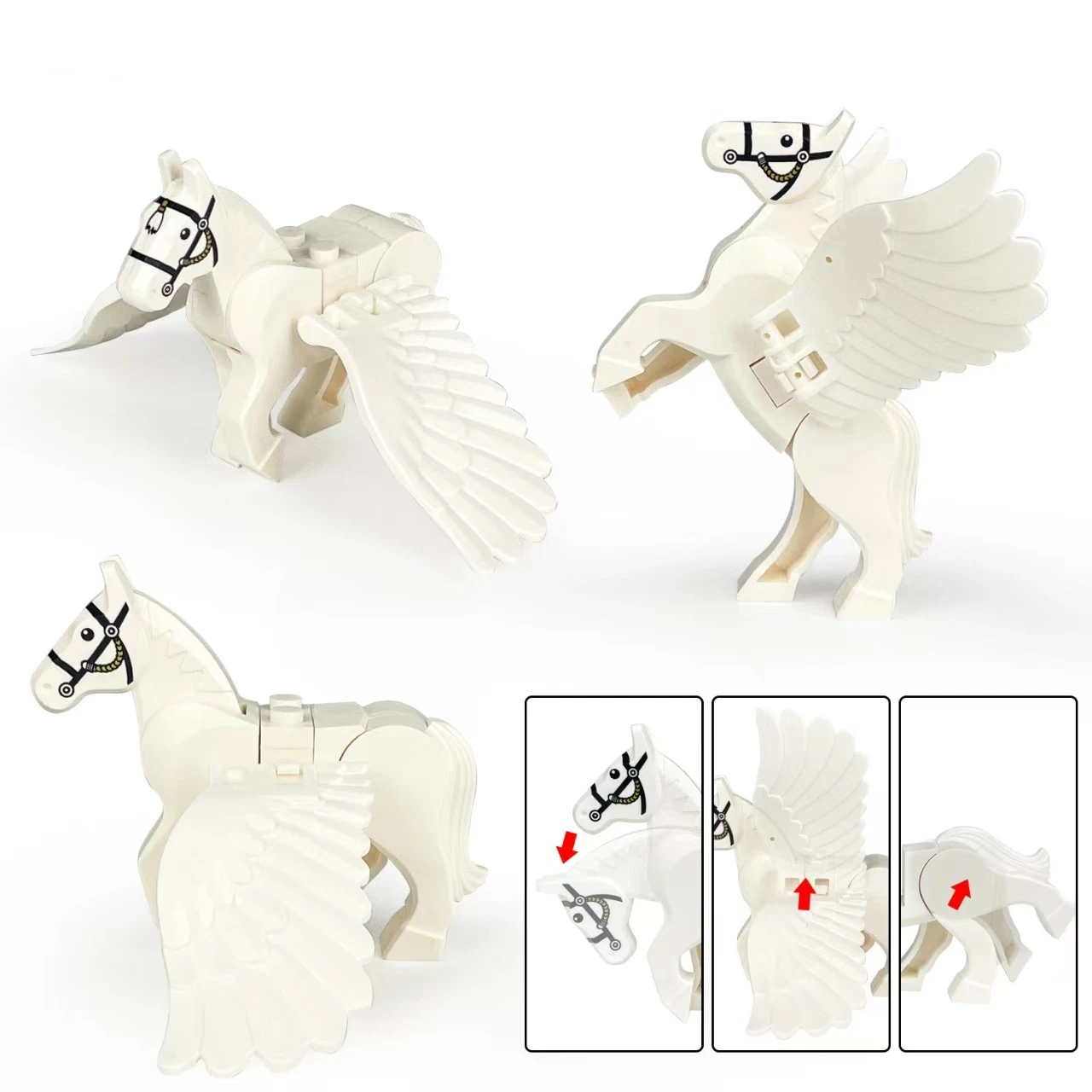 매직 씬 페가수스 위나스 빌딩 블랙 화이트 워호스 말 부품 모델 세트 어린이용 키트