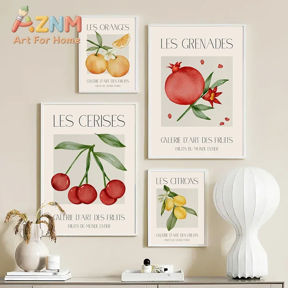 kitchen Fruit Poster Wall Art Oranges cherry lemon pomegranate Print Canvas Painting Modern Pictures Living Room Home Decor