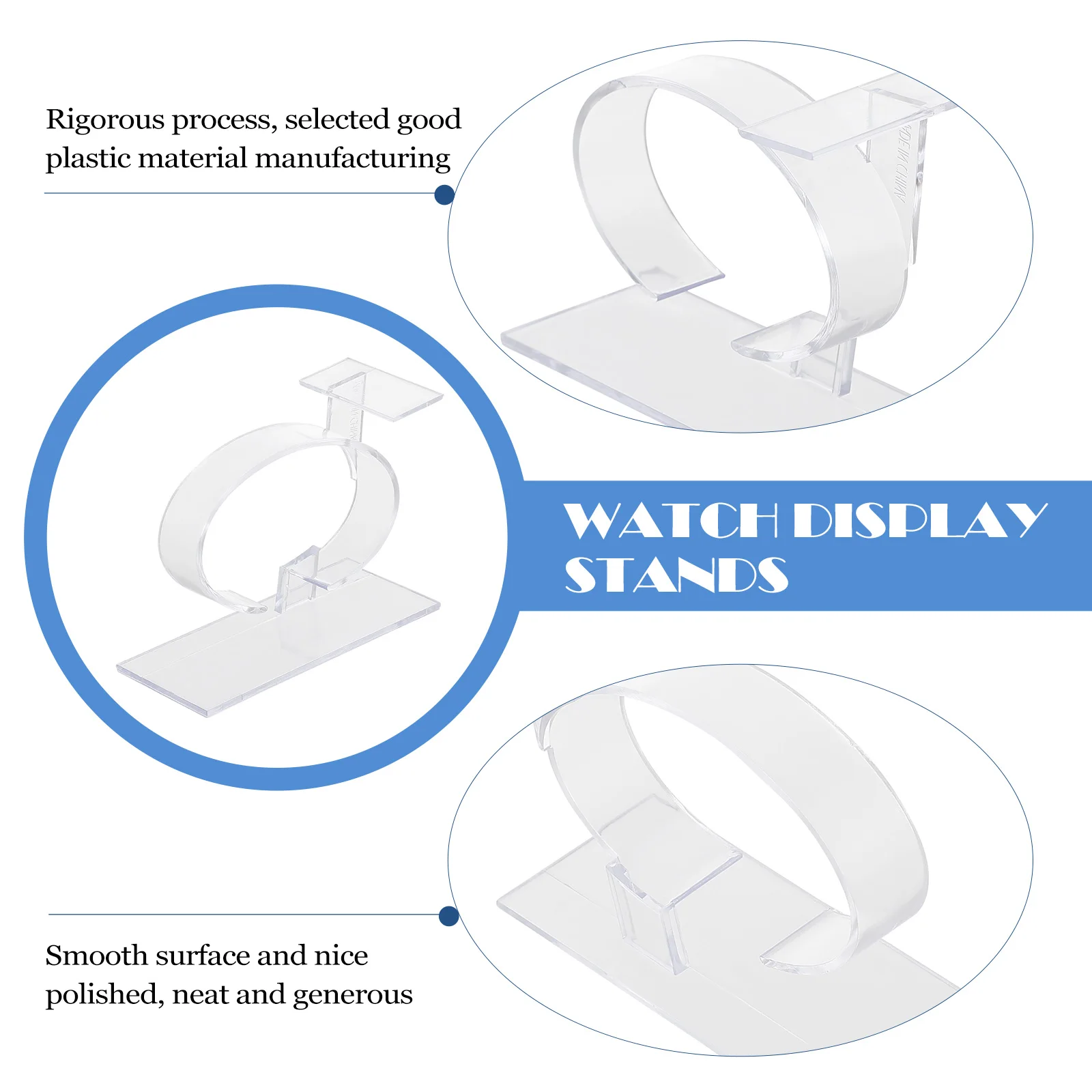 

8pcs Watch Racks Clear Plastic Display St for Watches Bracelets Compact Size Stable Base Lightweight Jewelry Packaging Tools