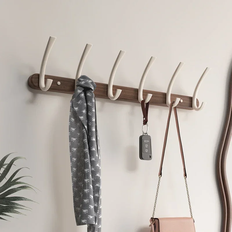 Walnut moon shape hooks fitting room no-hole behind the door hangers wall wall hanging entryway entrance clothes hat hooks