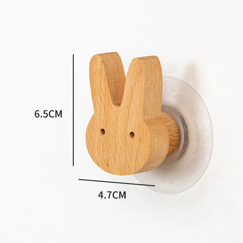 Cute Animal Wooden Hook Door Back Hook Clothes Holder Beech Wood  Wall Hanging Coat Hook Key Holder With Adhesive Glue