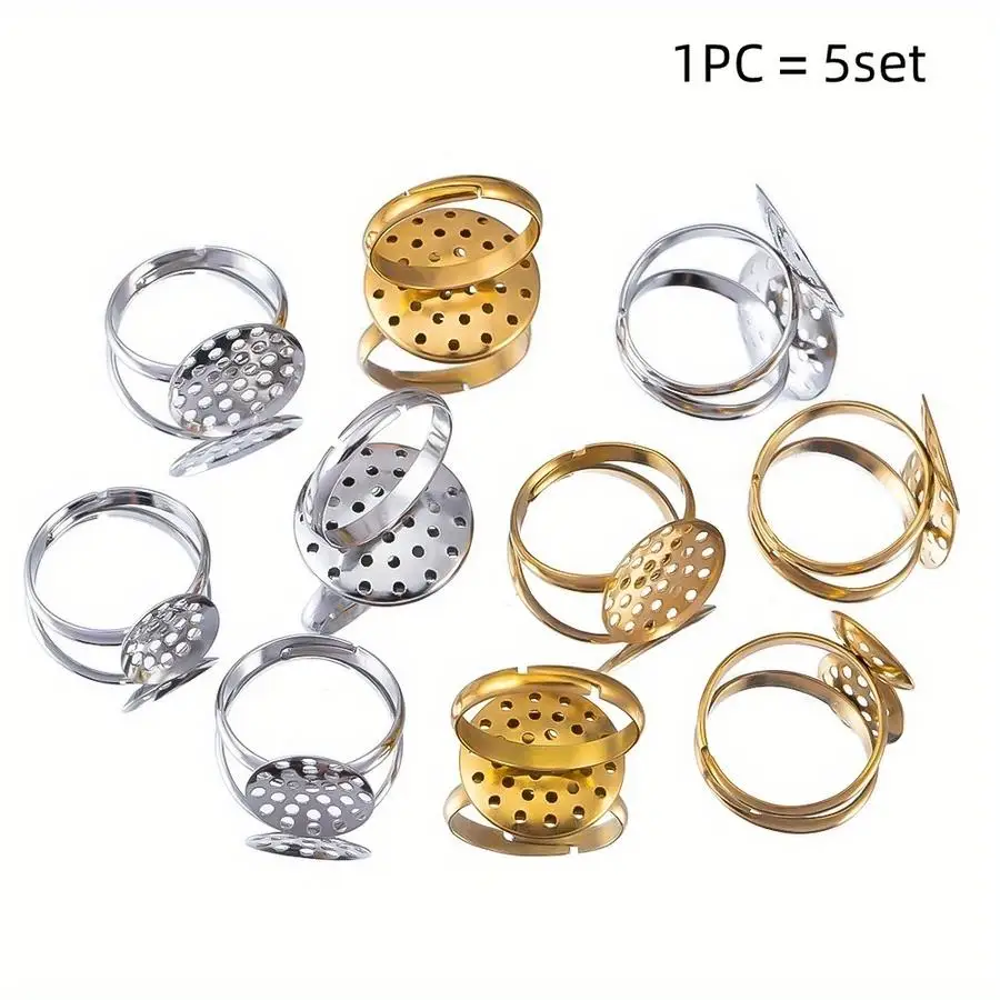 1/5/10/20/50/100pcs Stainless steel ring bases with adjustable rings suitable for men's and women's rings, plus handmade ring je