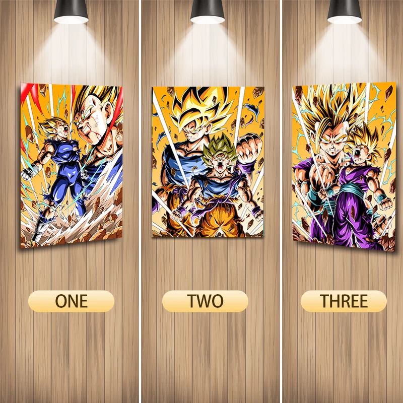 Anime Dragon Ball DIY Decoration 3D Lenticular Poster Toy Art Triple Transition Print Poster Birthday Gifts