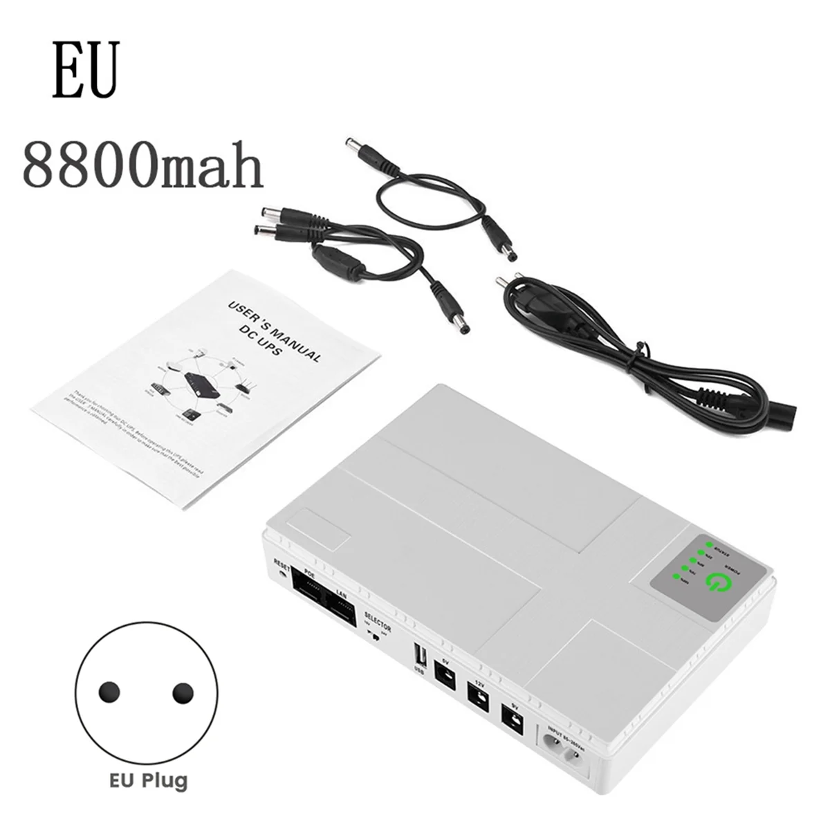 UPS Router catu daya tanpa hambatan, Router DC Multi-Port dengan POE optik kucing sakelar ponsel Mini Router D, colokan EU