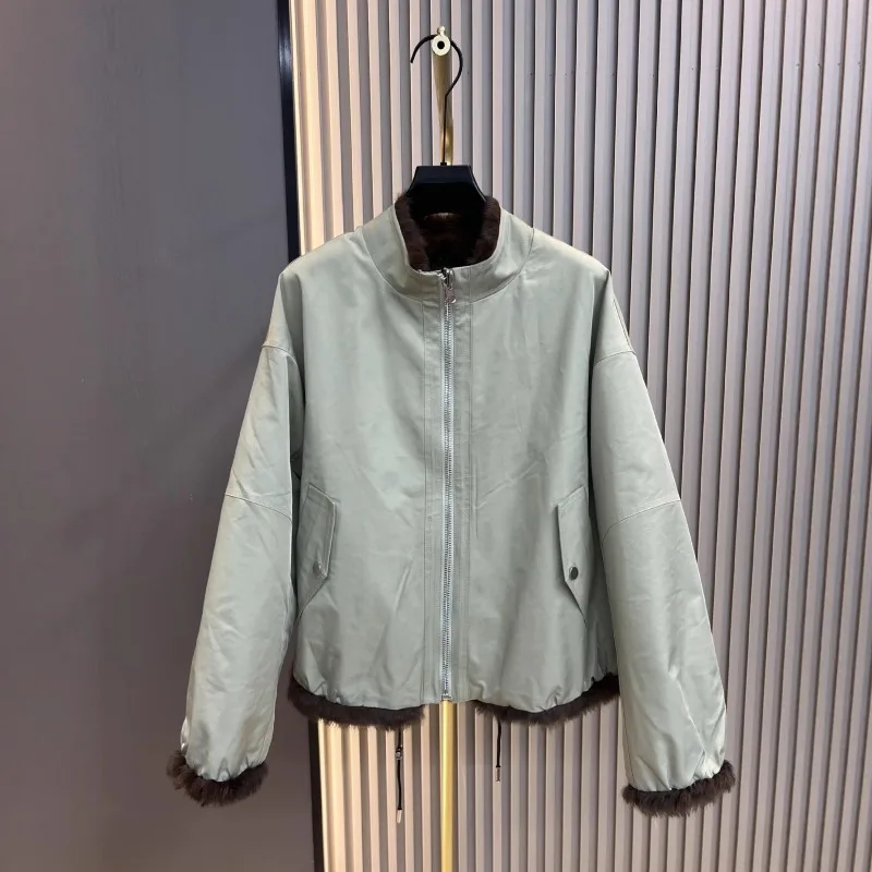 2025 New Fur-Lined One-Piece Furry Coat For Ladies Korean Style Reversible Parkas Winter Faux Fur Coat Warm Comfortable Women