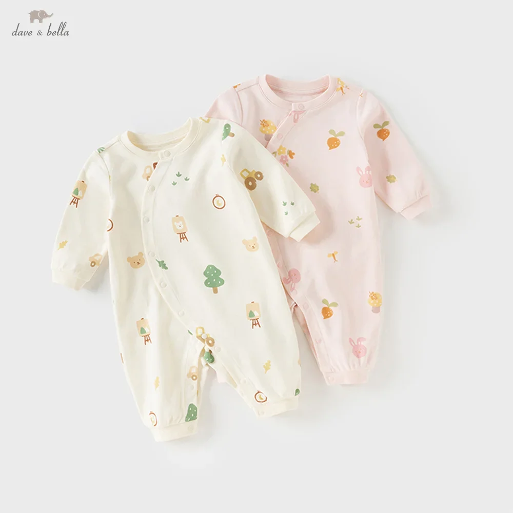 Dave Bella Baby Newborn Pure Cotton Jumpsuit Creeper Autumn Boys Girls Cute Cartoon Print Romper Comfortable DB3252830