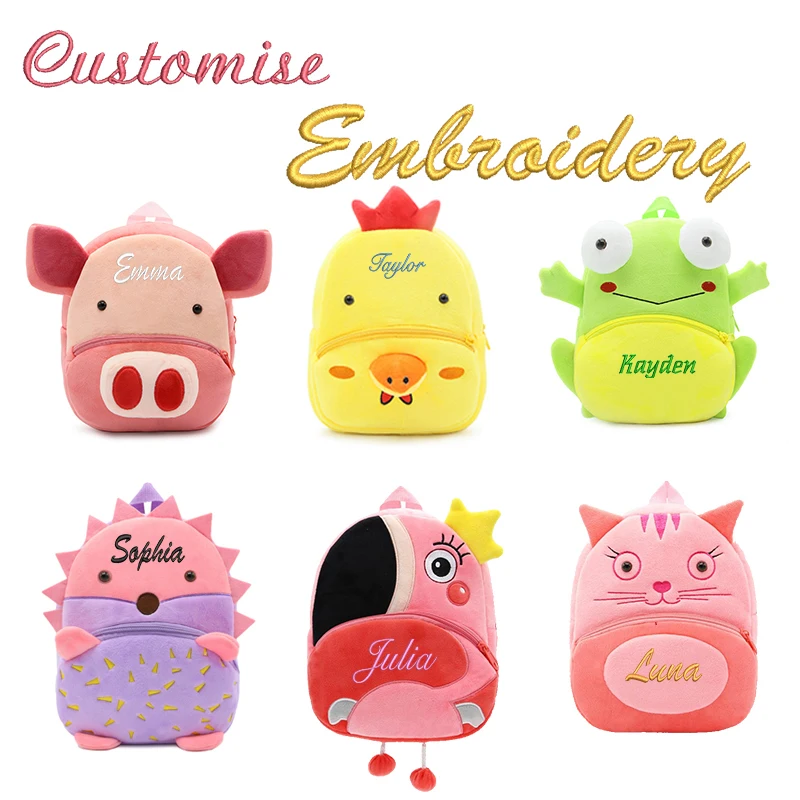 material-de-pelucia-bordado-personalizado-de-alta-qualidade-design-animal-de-desenho-animado-3d-bloqueio-de-cor-de-dopamina-mochila-elegante-bolsa-casual